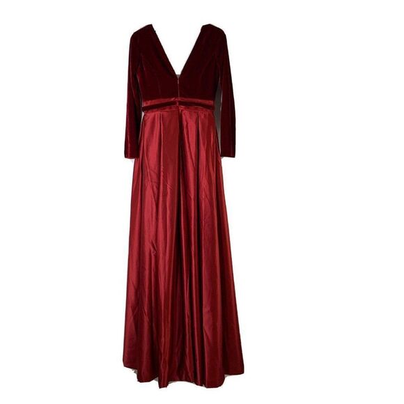 Bridess Velvet Satin Gown Size 6 Long Formal Wedding Bride Dress Slit Pockets - Picture 7 of 12